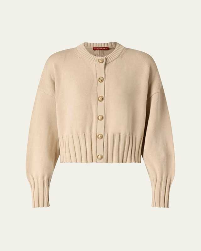 Liam Wide-Rib Crewneck Cardigan